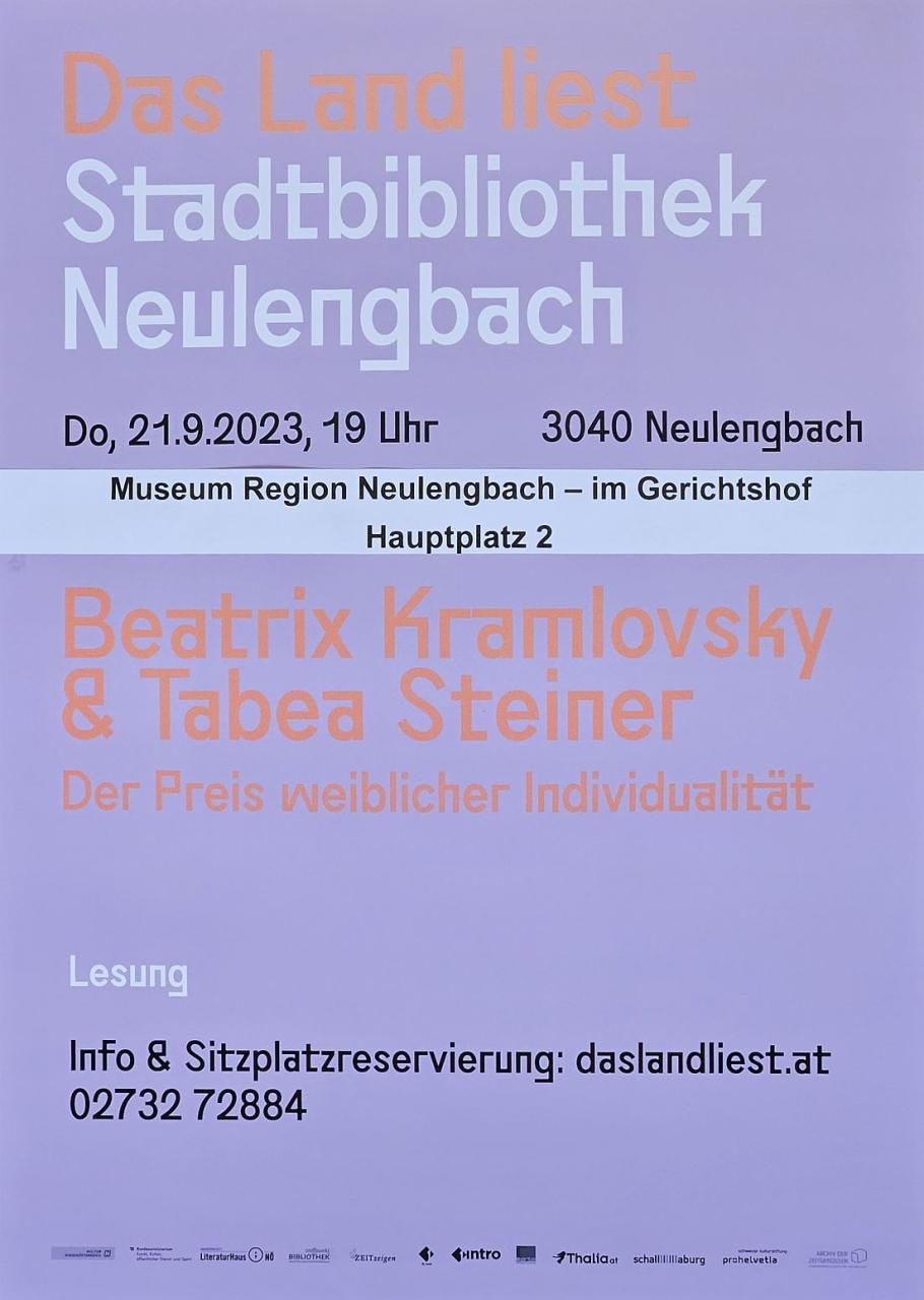 Plakat zur Lesung Kramlovsky / Steiner