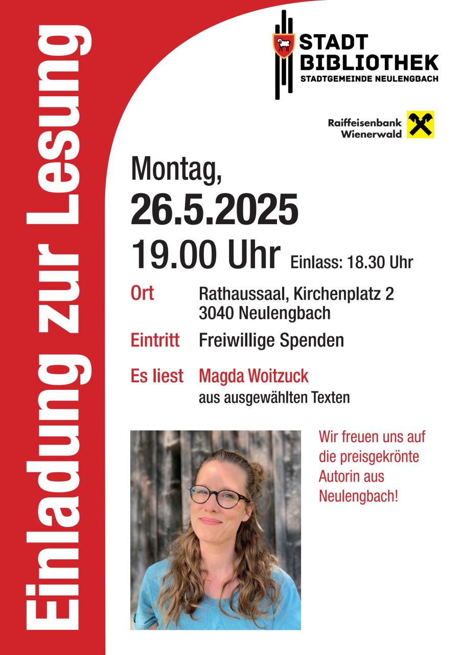 Plakat zur Lesung Magda Woitzuck