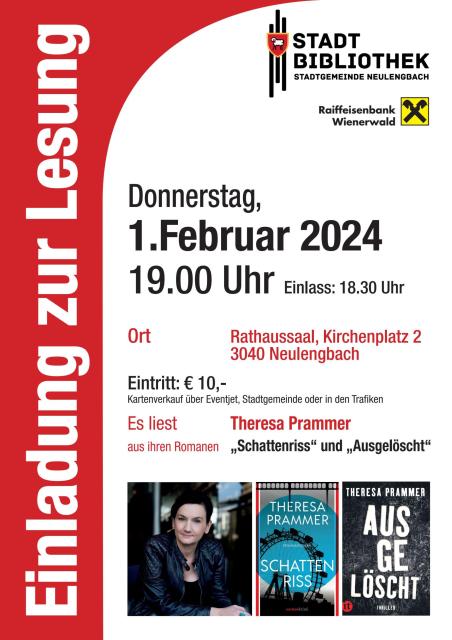 Plakat zur Lesung von Theresa Prammer