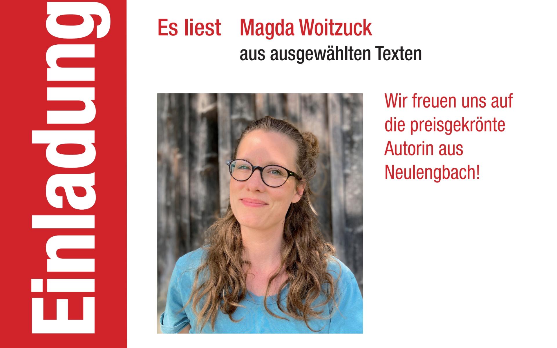 Plakat zur Lesung Magda Woitzuck